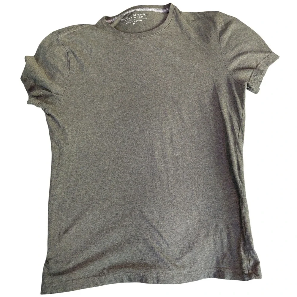 Banana Republic Soft Wash Mens T-Shirt M Olive Green Heather Crew Neck Tee. A354